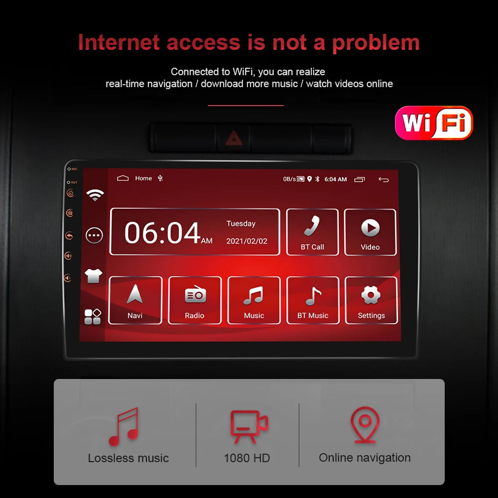 Podofo Android 12 Car Radio Androidauto Carplay 2 Din GPS Car Audio 7"/9"/10" WIFI BT Automotive Multimedia Player For VW Ford