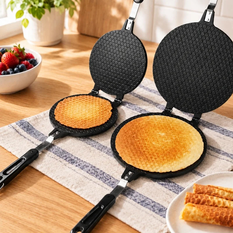 Heavy-Duty Nonstick Mold Pan for Eggs, Omelets, Waffles, Cakes, Ice Cream Cones, and Cookies - Available in 17cm and 20cm Sizes