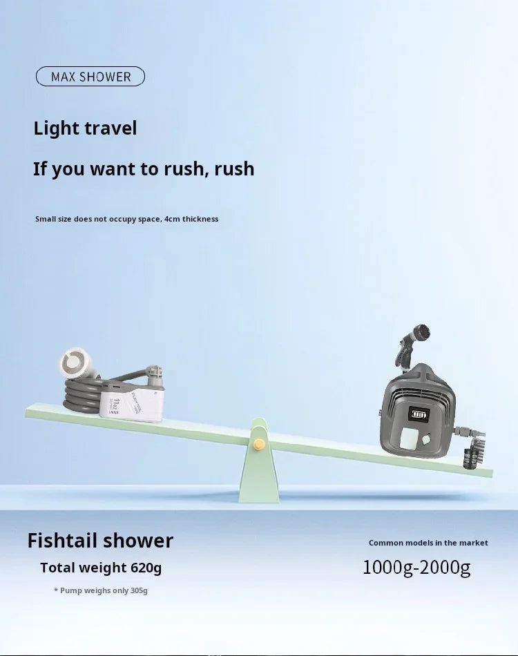 Flextail Max Shower lightweight 620g Outdoor Travel Camping Portable Shower IPX7 waterproof drop-proof Wireless Electric Shower
