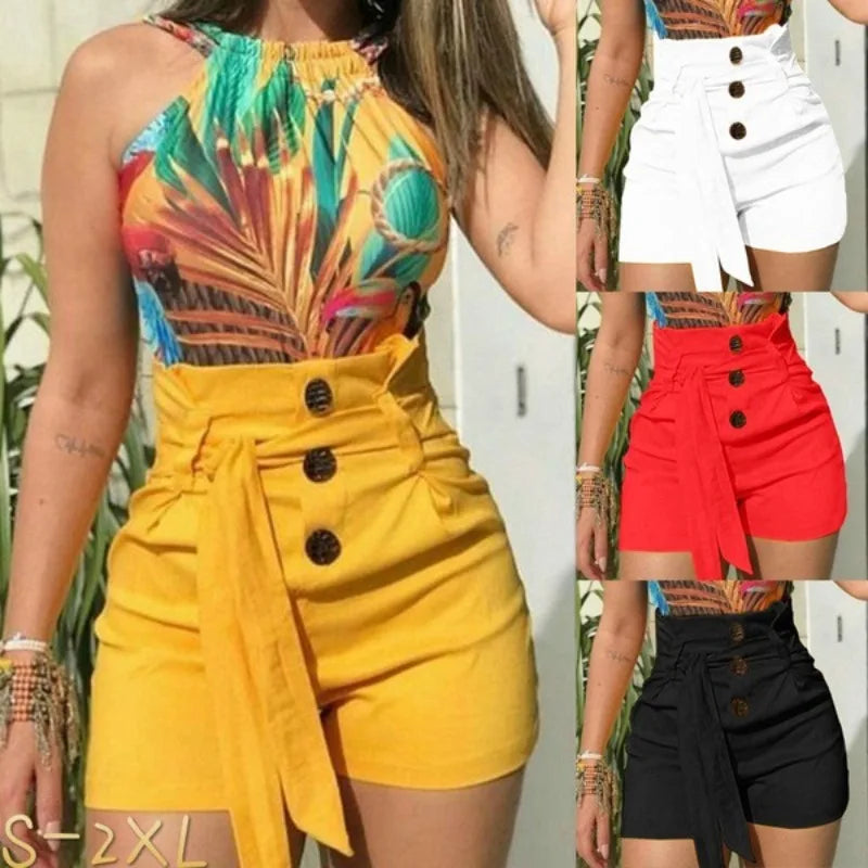 Women's Y2K High Waist Front Button Bow Tie Pleated Bermuda Shorts Solid Loose Straight Leg Suit Shorts Casual Office Bottoms