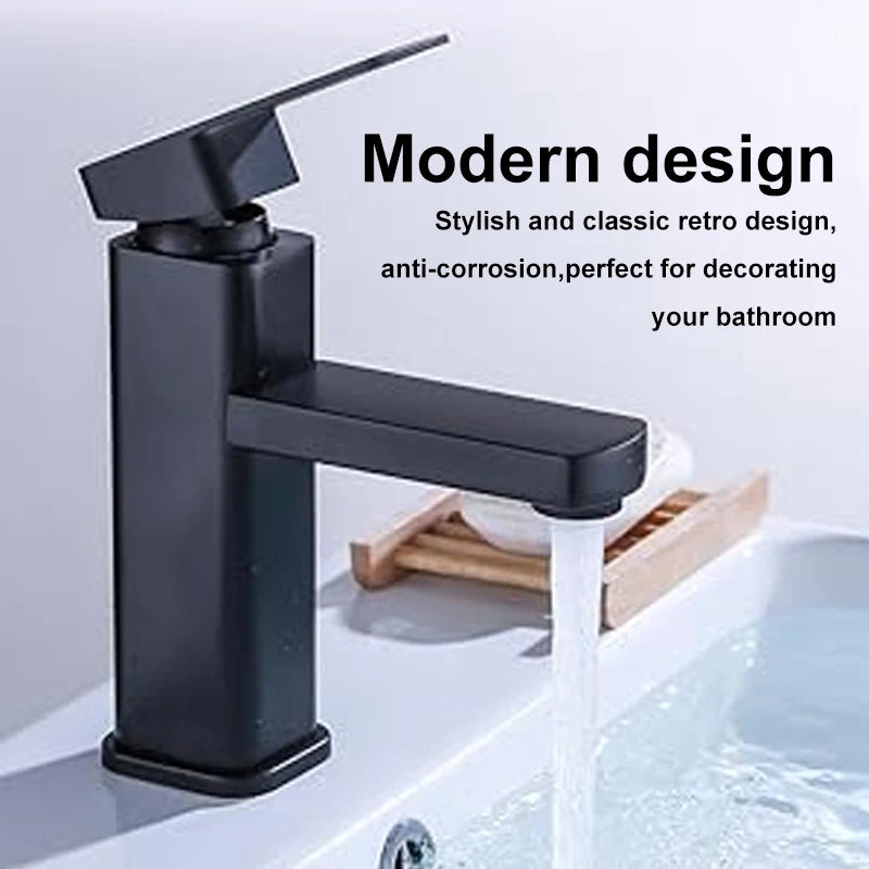 Stainless Steel Bathroom Faucet with Hot And Cold Water Outlet Valves Versatile Sink Faucet for Bathroom Cabinet And Basin