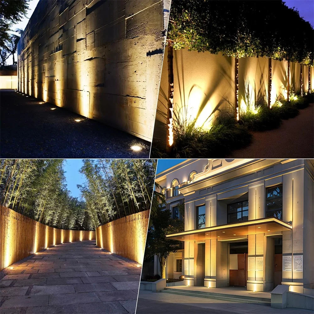 LED Underground Light 10W Waterproof Outdoor Spotlight Warm White Path Tree Deck Stair Ground Garden Landscap Lighting 4pack