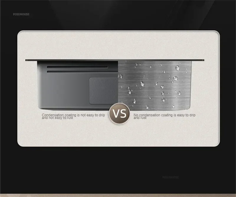304 Stainless Steel Kitchen Sinks Large Single Bowl Nano Embossed Wash Basin Digital Display Modern Home Station