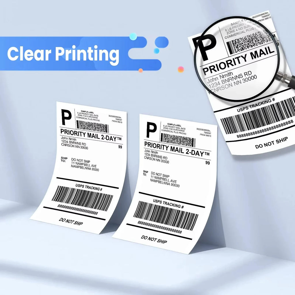 Phomemo 4x6 Inch 100/500 sheets Thermal Shipping Label Printer Self-Adhesive Thermal Printing Paper for 241BT 245BT 249BT D520BT