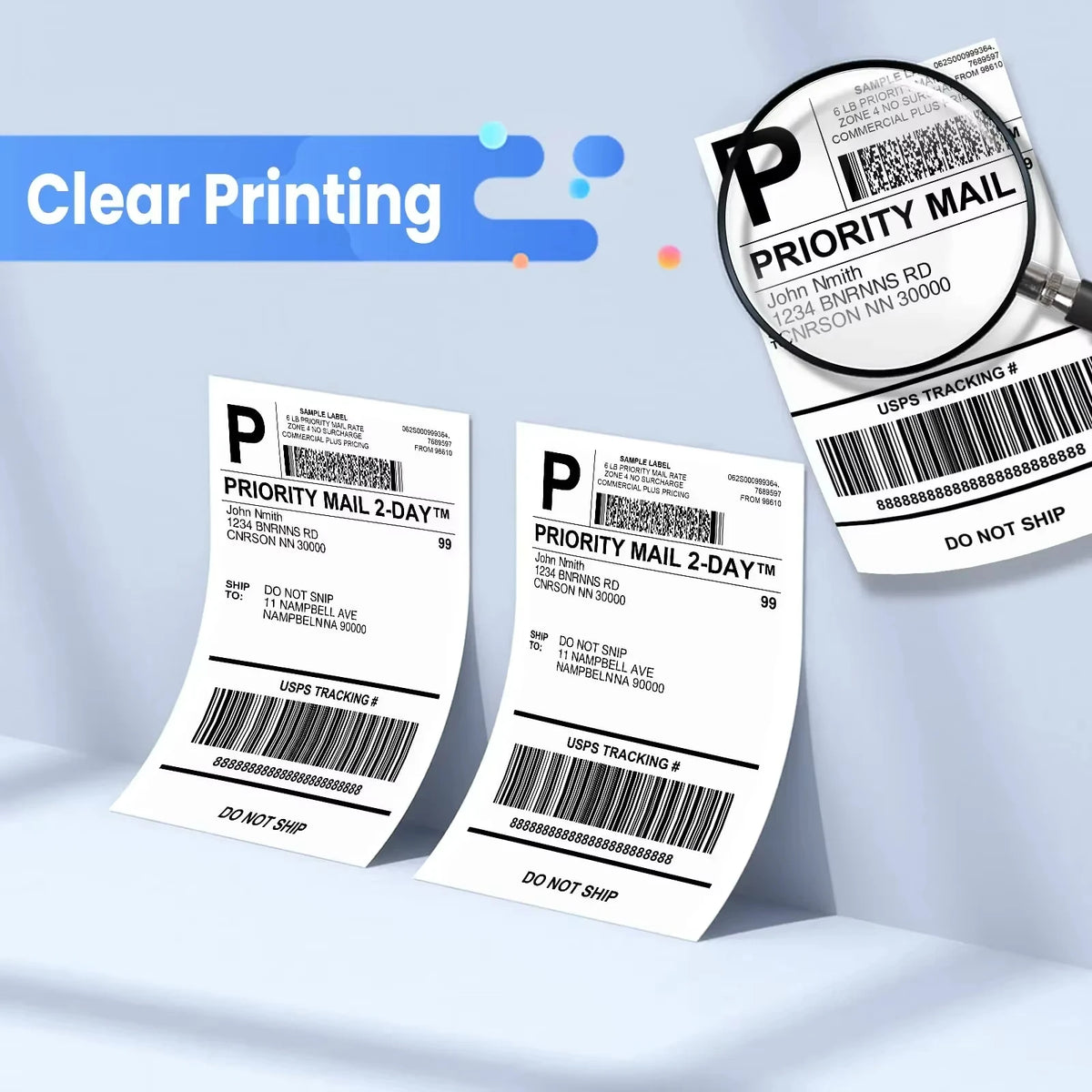 Phomemo 4x6 Inch 100/500 sheets Thermal Shipping Label Printer Self-Adhesive Thermal Printing Paper for 241BT 245BT 249BT D520BT