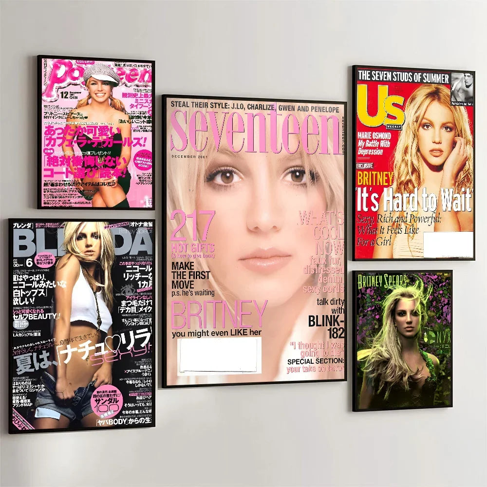 Retro Singer B-Britney S-Spears Wall Art Poster and Prints Canvas Painting Pictures Coffee House Bar Bedroom Office Home Decor