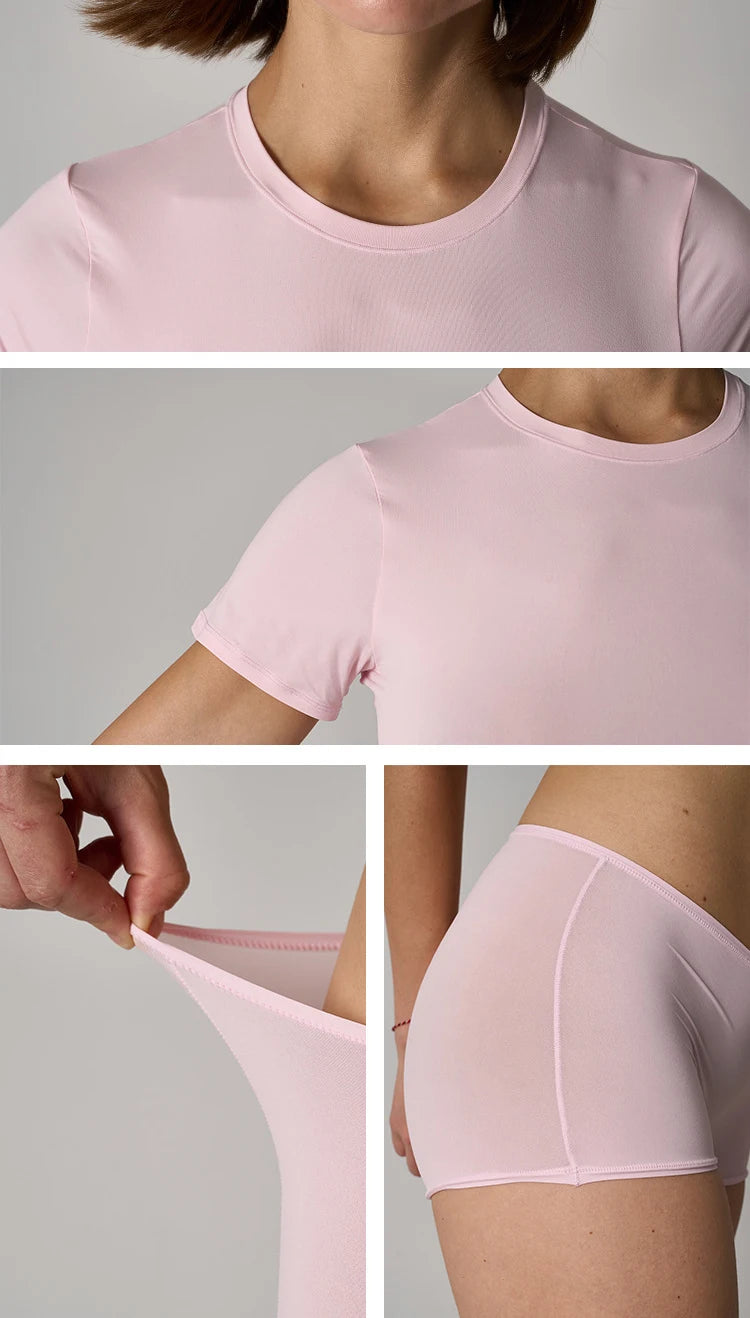 Solid High Elasticity Tee Shorts Pajama Set Woman O-neck Short Sleeve T-shirt+Low Waist Underwear Casual Home 2 Piece Sets New