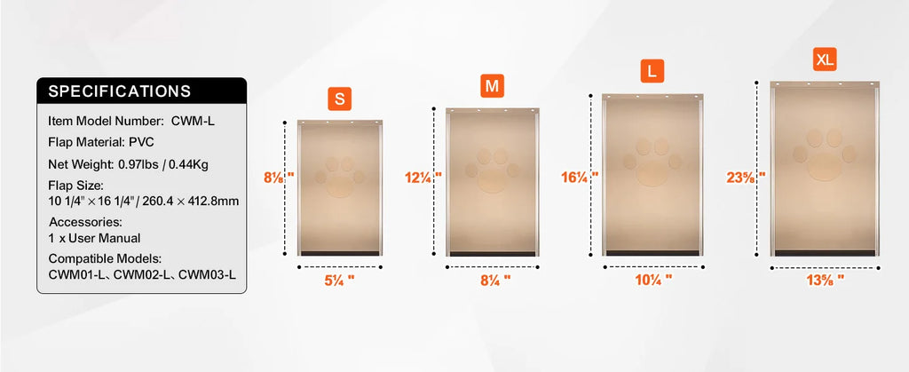 SucceBuy Pet Door Replacement Flap Compatible Flap Pet Doors Magnetic Strip Weather-proof Thickened PVC Replacement Flap
