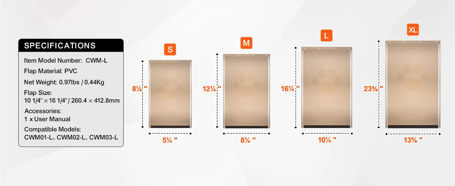 SucceBuy Pet Door Replacement Flap Compatible Flap Pet Doors Magnetic Strip Weather-proof Thickened PVC Replacement Flap