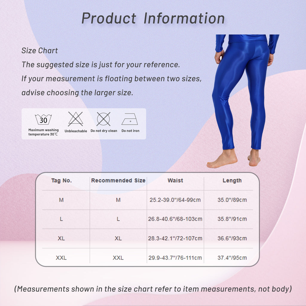 Men Elastic Waistband Skinny Shiny Yoga Tights Pants Solid Color Leggings Exercise Running Gym Fitness Training Sportswear