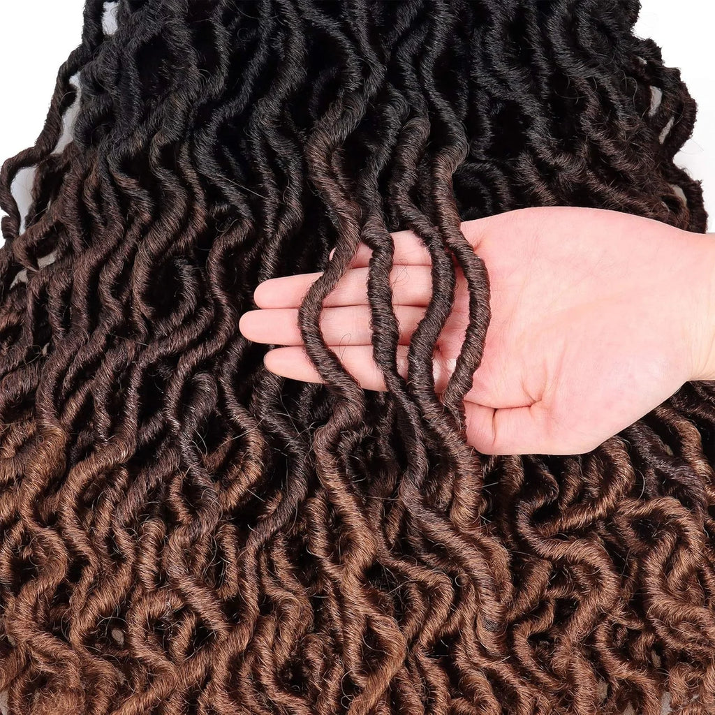 18 Inch Synthetic Gypsy Locs Wavy Crochet Braid Dreadlock Curly Wavy Twist Braiding Hair Extension African Root Braid for Women