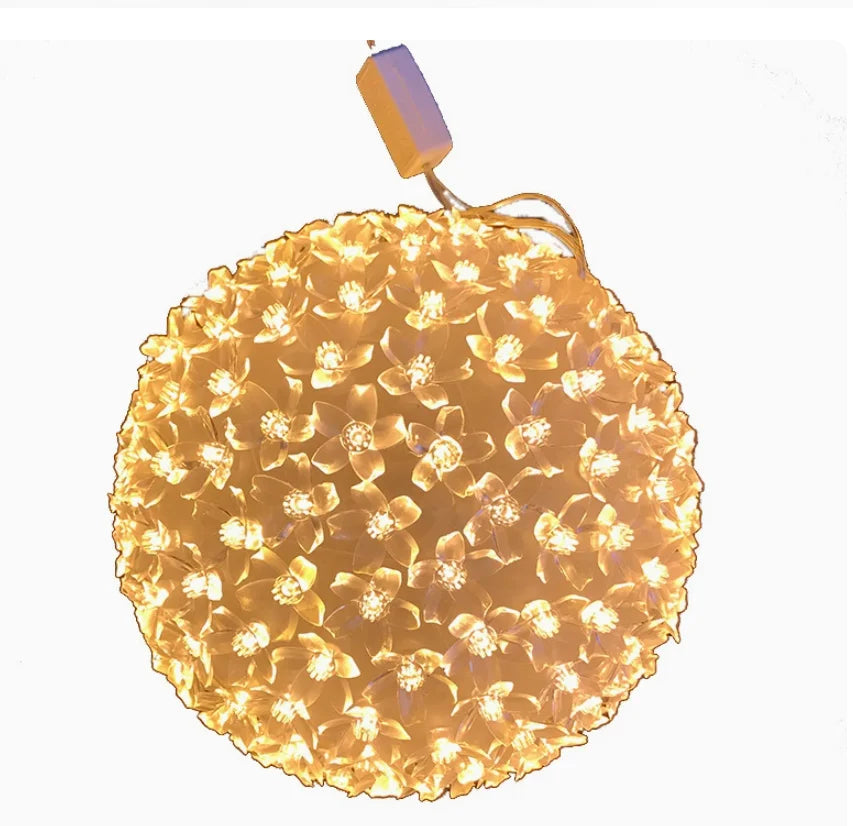 LED Cherry Blossom Sphere Lights for Christmas Tree Holiday Indoor Engineering Light Strands Decoration