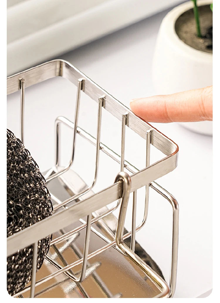 Kitchen Sink Drain Rack Organizer Kitchen Multifunctional Stainless Steel Drain Rack for Sponge Cleanser Organizer