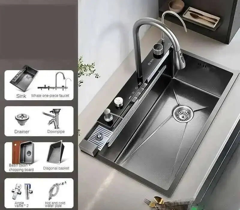 Sinks Creative Smart Kitchen Sinks for Apartments Modern Metal Multi-functional Sinks Kitchen Luxury Household for Rental Houses