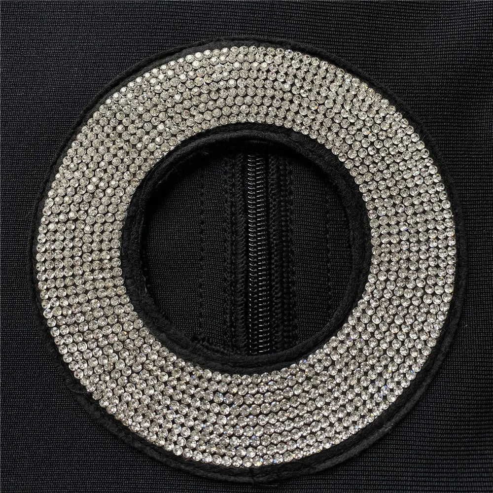 Women Sexy Hollow Out Beading Bandages Dress Long Sleeve Bodycon Clothes Club Party Celebrity Mini Dresses