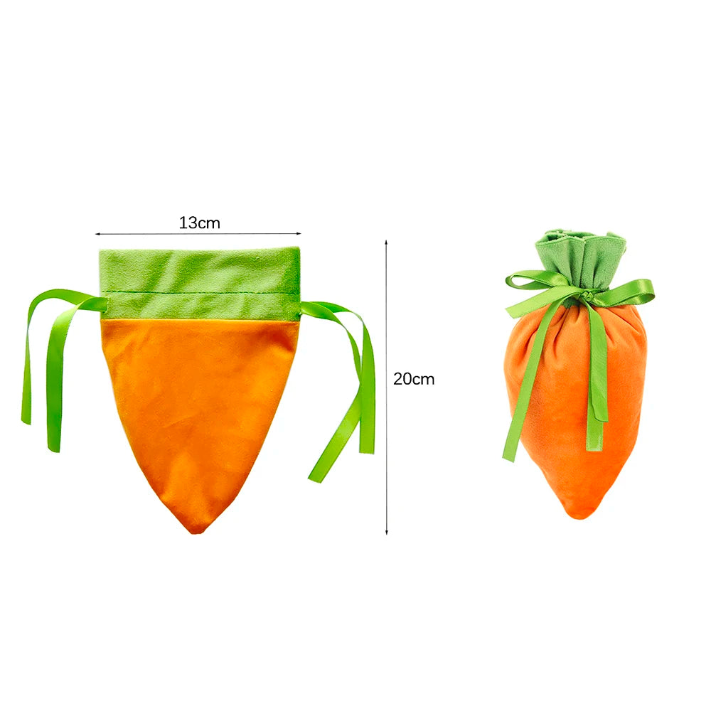 1Pc/10Pcs Easter Carrot Gift Bags Velvet Carrot Drawstring Bags Easter Candy Cookie Packaging for Kids Easter Decoration 2026