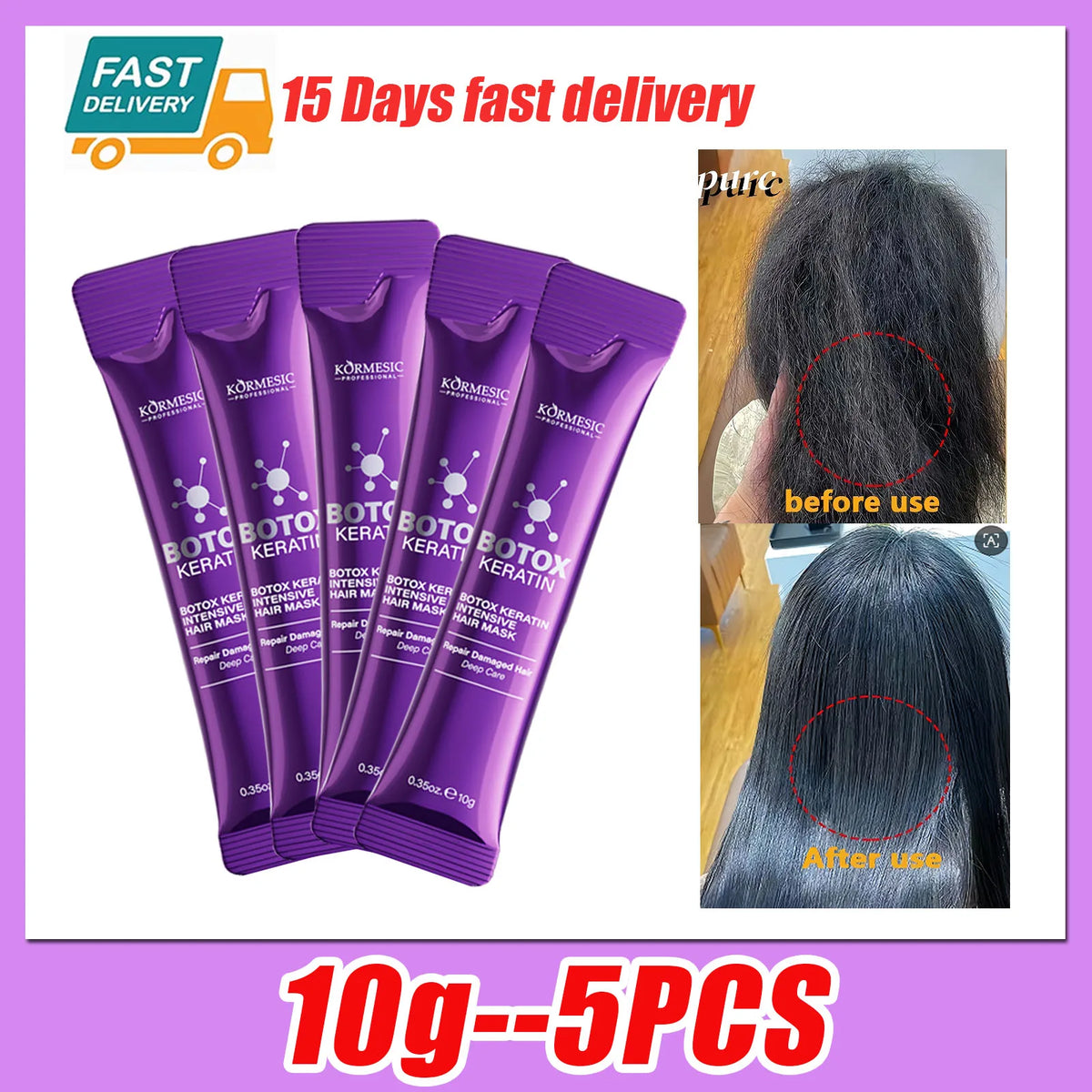 Magical 5 Second Keratin Hair Mask Repair Damage Frizzy Soft Smooth Shiny Hair Deep Moisturize Hair Treat Repair Hair Care Mask