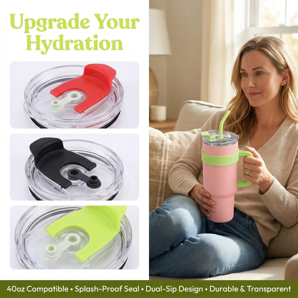 Modern 40oz Water Bottle Cover Transparent Splash Spill Proof Cup Cap Replacement Double Drink Lid Water Cup Accessories
