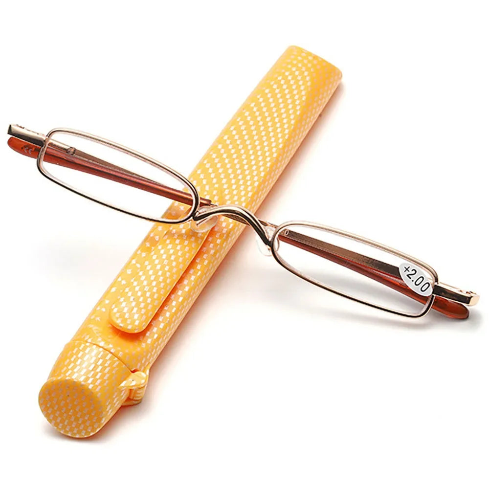 Elegant Reading Glasses Metal Frame Ultra-thin Men Women Reading Glasses Portable Mini Reading Presbyopia Eyeglasses with Box