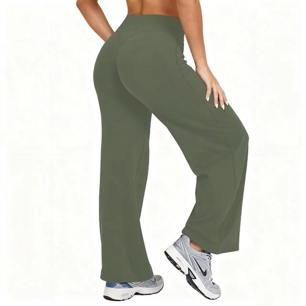 Straight-Leg Pants Ultra Soft Butter Fabric Women's Mid-Waist Yoga Pants GYM Naked Feel Pilates Running Sport Trousers