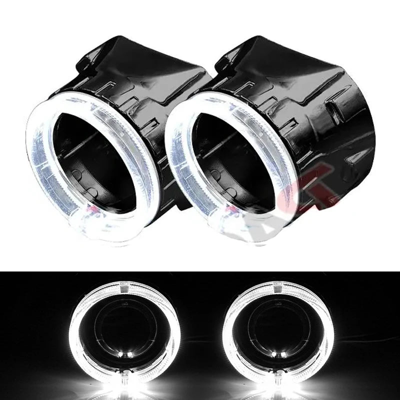 2.5 inch 80mm LED Angel Eyes Projector Shrouds WST Bi-xenon Bi-led Headlight Lenses Cover Mask Car Light Retrofit Accessories