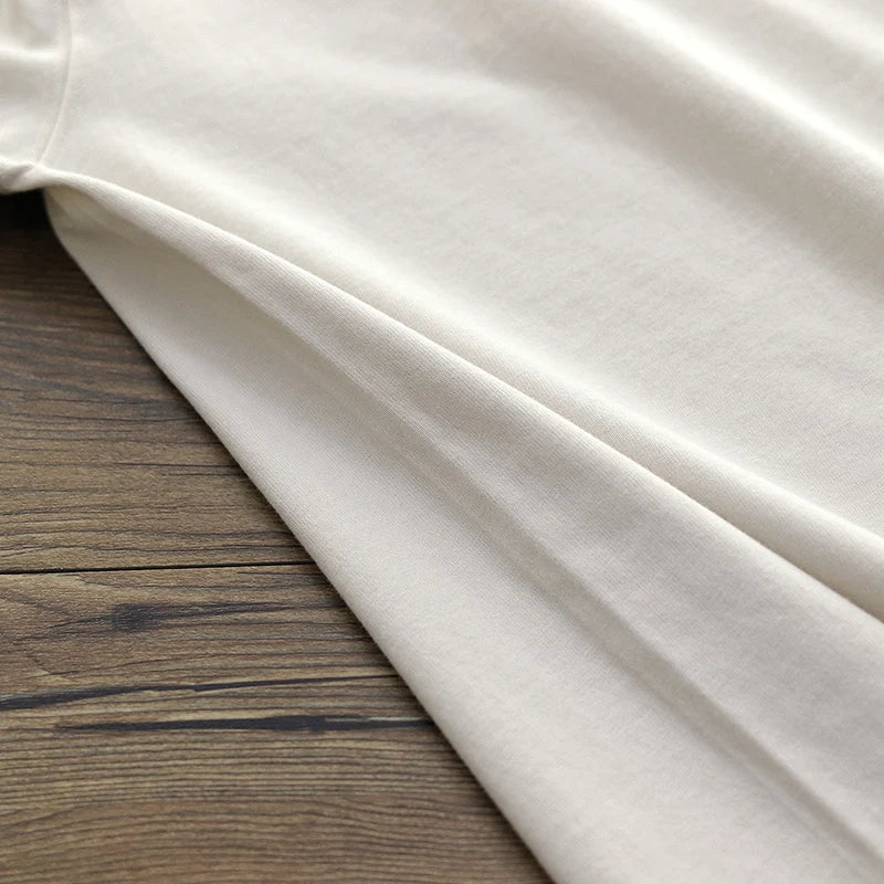 Have Blue Pure Cotton Base Shirt Solid Color T-Shirt American Retro Round Neck Short Sleeve Heavyweight T-Shirt for Men