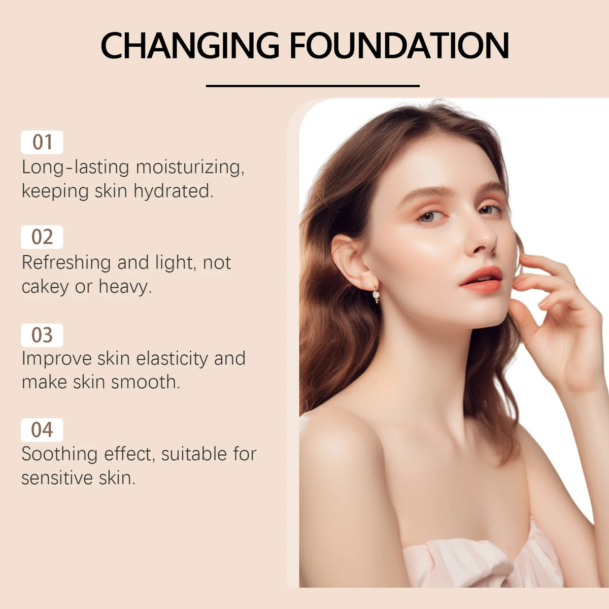 Protective Concealer Foundation Liquid, Lightweight Matte, Gentle, Moisturizing, Bright, Soothing, Skin-Friendly, Suitable for O