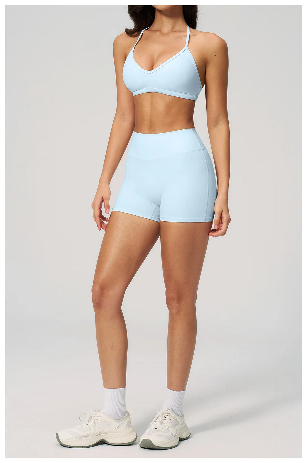 2 Pieces Yoga Set Women Tracksuit Backless Halter Tops High Waist Shorts Gym Suits Fitness Sportswear Workout Sets Athletic Wear