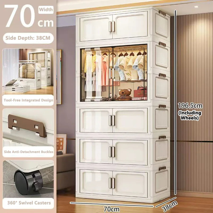 Folding Storage Cabinet Wall Mounted Foldable Locker Compact Organizer for Home Office Space Saving Design
