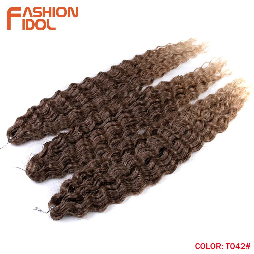 FASHION IDOL 24 Inch 300g Ariel Hair Synthetic Crochet Curly Hair Water Wave Braid Hair Ombre Blonde Braiding Hair Extensions