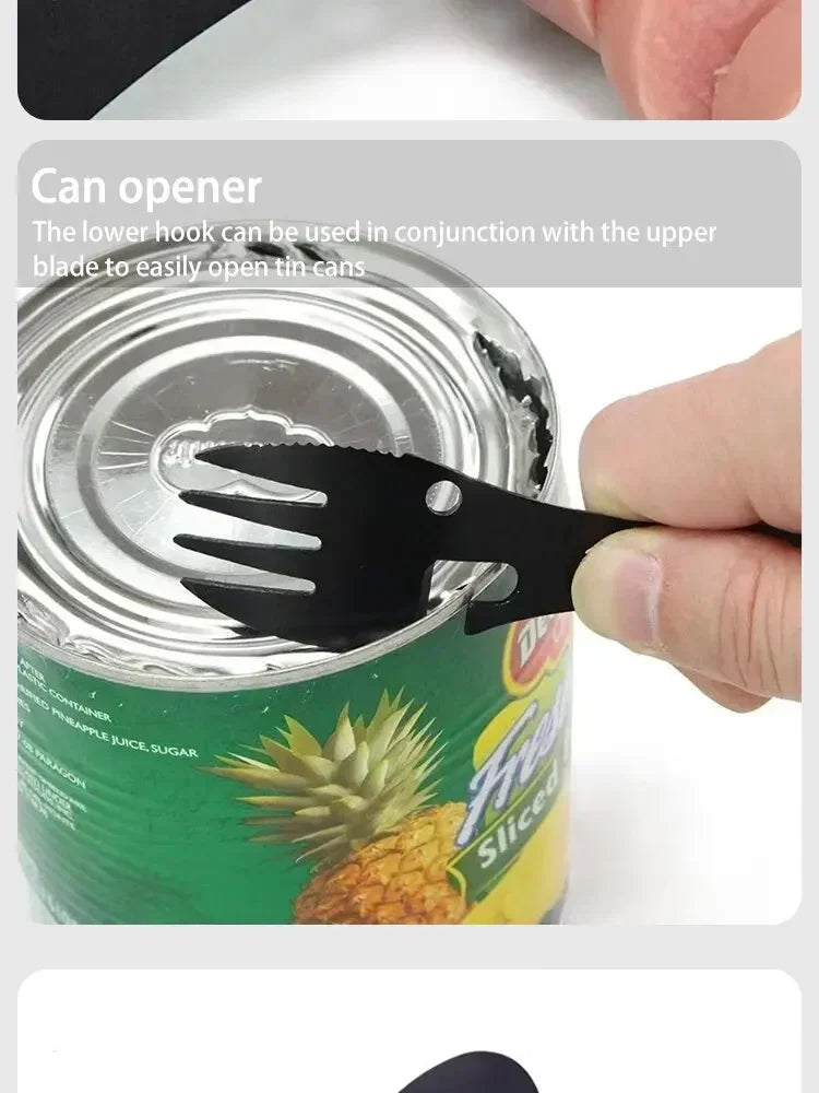 Camping Utensils Set Stainless Steel Outdoor Survival Gear 5 in 1 Tableware Travel Hiking Cutlery Fork Spoon Opener