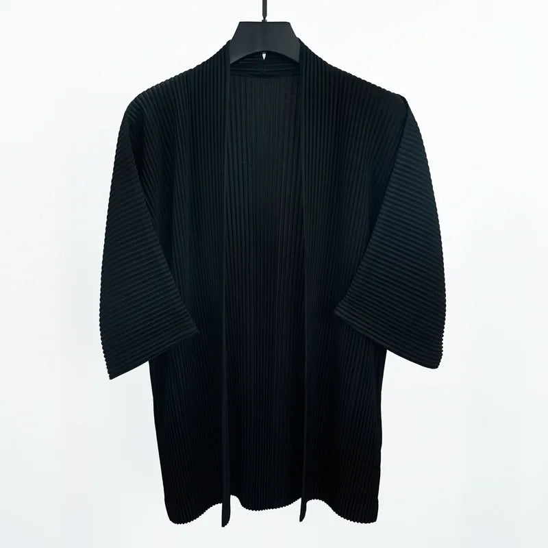 Pleats Original Design Men's Jacket 2024 Spring Summer Half-sleeved Cardigan Pleated Loose Large Size Short-sleeved Jacket Suit