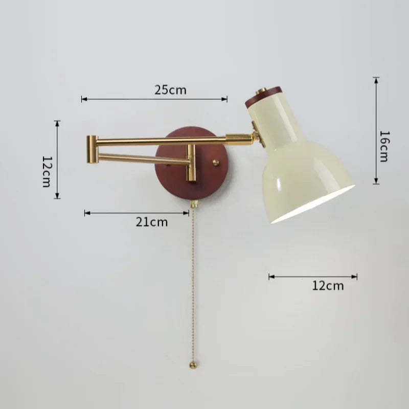 LED Bedroom Bedside Wall Lamp Swing Arm Wall Light Folding Telescopic Study Reading Lamp Study Decor Sconce Lighting