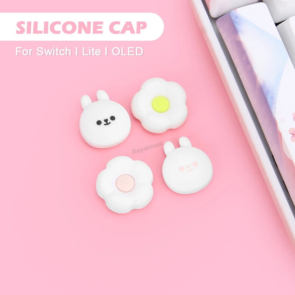 4PCS Loverly Silicone Thumb Stick Grip Cap Joystick Cover For NS Switch/OLED/Lite Joycons Controller Thumbstick Protective Case