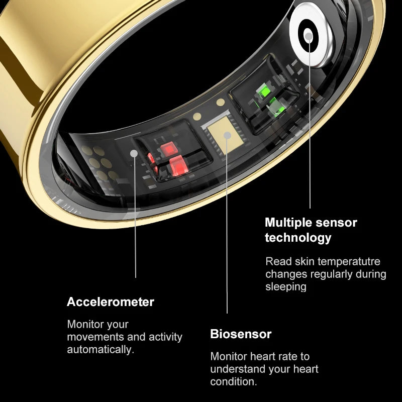 R09 Smart Ring Men Women With Charging Case,Health Sleep Monitor,Skin Temperature Monitor,60 Days Battery Life,5ATM Waterproof