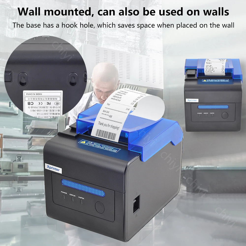 Xprinter C300H USB+LAN+Serial Receipt Printer 80mm POS Printer With Alarm and Sound With Cutter POS Printer Kitchen Printer