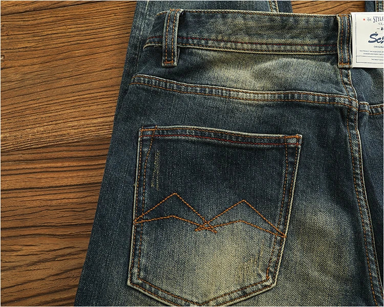 2025 Spring and Autumn New American Retro Heavyweight Denim Jeans Men's High Street 94.2% Cotton Washed Straight Casual Pants