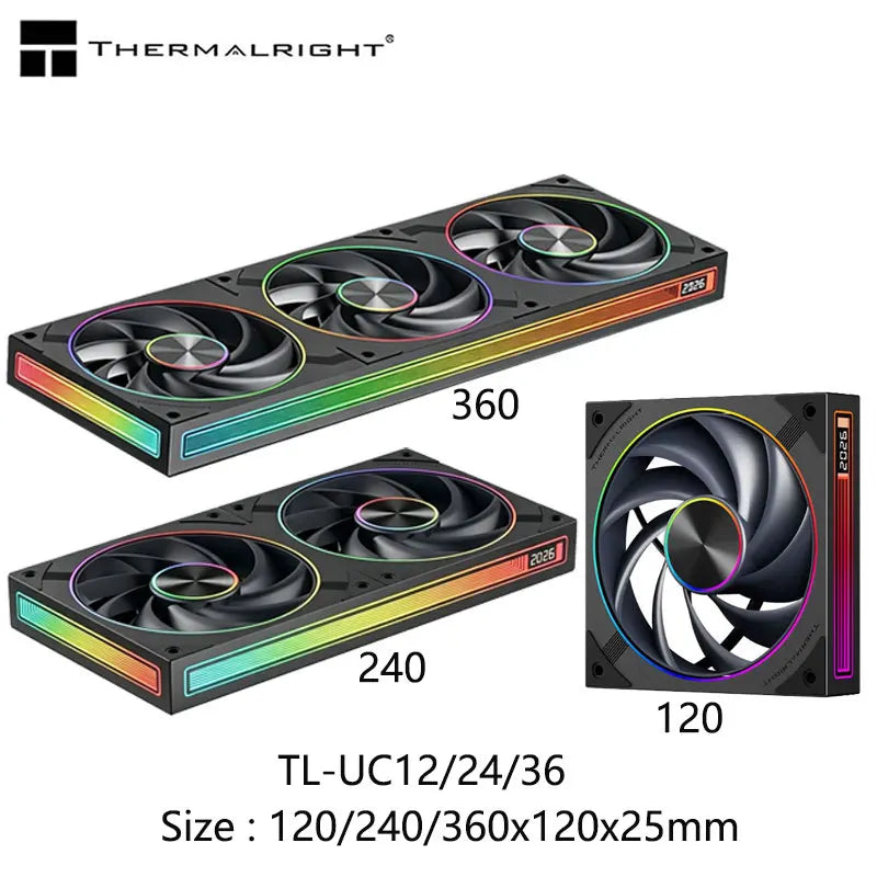 Thermalright TL-UC12/24/36 Computer Case Cooling Fan,12CM Infinite Mirror High-Performance Digital Display Screen