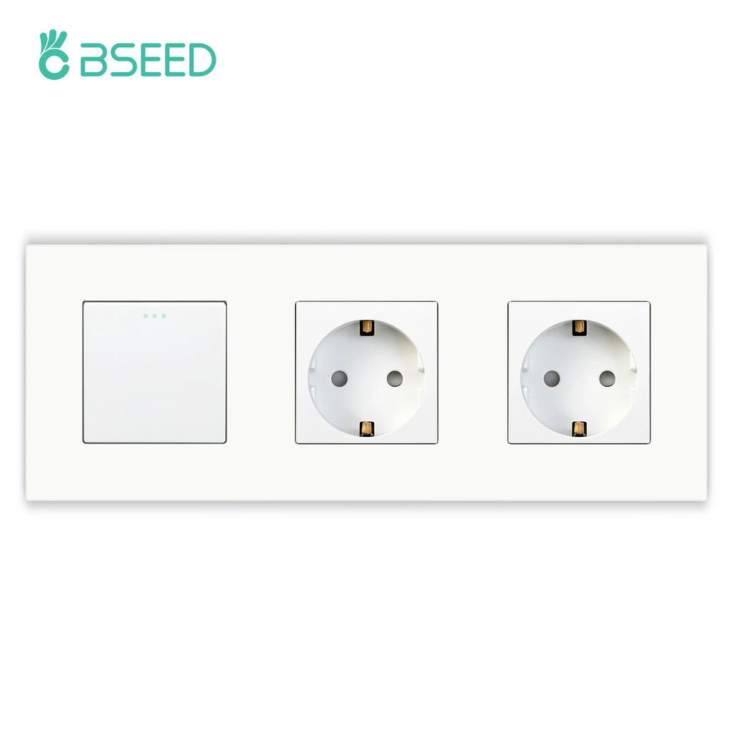 BSEED EU Wall Sockets Type-C USB Power Sockets Double Electric Sockets Triple Outlets Plastic Frame Germany Socket With Dual USB