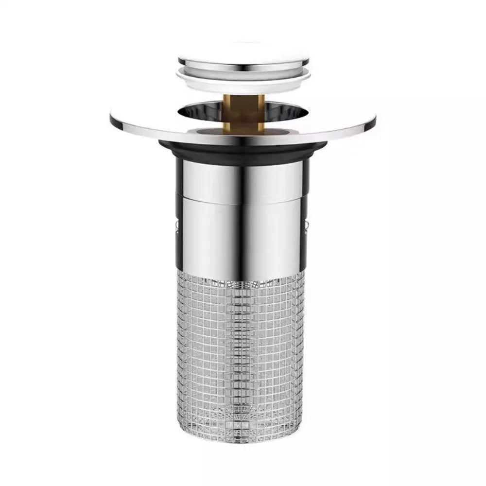 Kitchen Washbasin Sink Leak Plug Floor Drain Filter Odor-Proof Pop-Up Rebound Sink Plug Hair Filter Universal Press-Type Drain