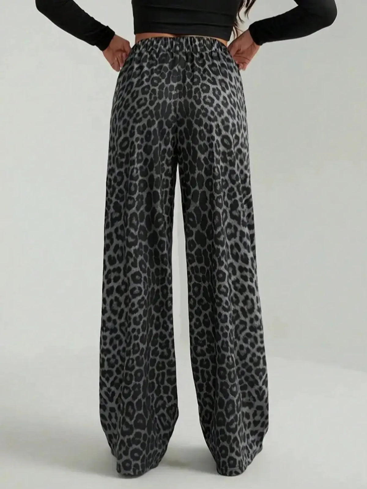 Fashion High Street Straight Casual Pants 2026 New Leopard Print Pants Women Elasticity High Waist Loose Wide Leg Pants Women