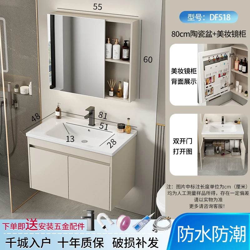Wall Basin Bathroom Cabinet Set Sink Mirrors Shelves Bathroom Cabinets Storage Organizer Mobile Bagno House Accessories