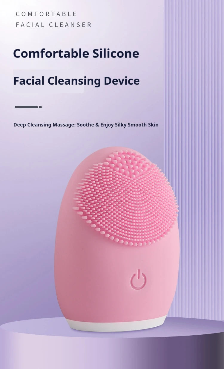 Electric Silicone Facial Cleanser Massager Skincare Massage Tool Beauty Machine Vibration Cleaning Of Pores Self Provided Batter