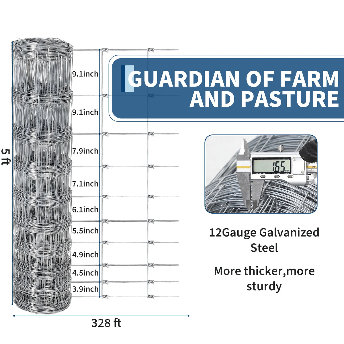 Livestock Fence, Galvanized Wire Fencing, Cattle Farm Fence, Heavy Zinc Coated Deer Goat Cattle Fence for Farm Yard Livestock Protection