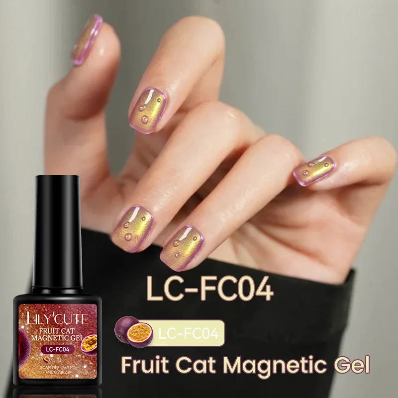 LILYCUTE 7ml Gold Coffee Cat Magnetic Gel Nail Polish Autumn Winter Nails Ultra Shine Moonlight Semi Permanent UV Gel Soak Off