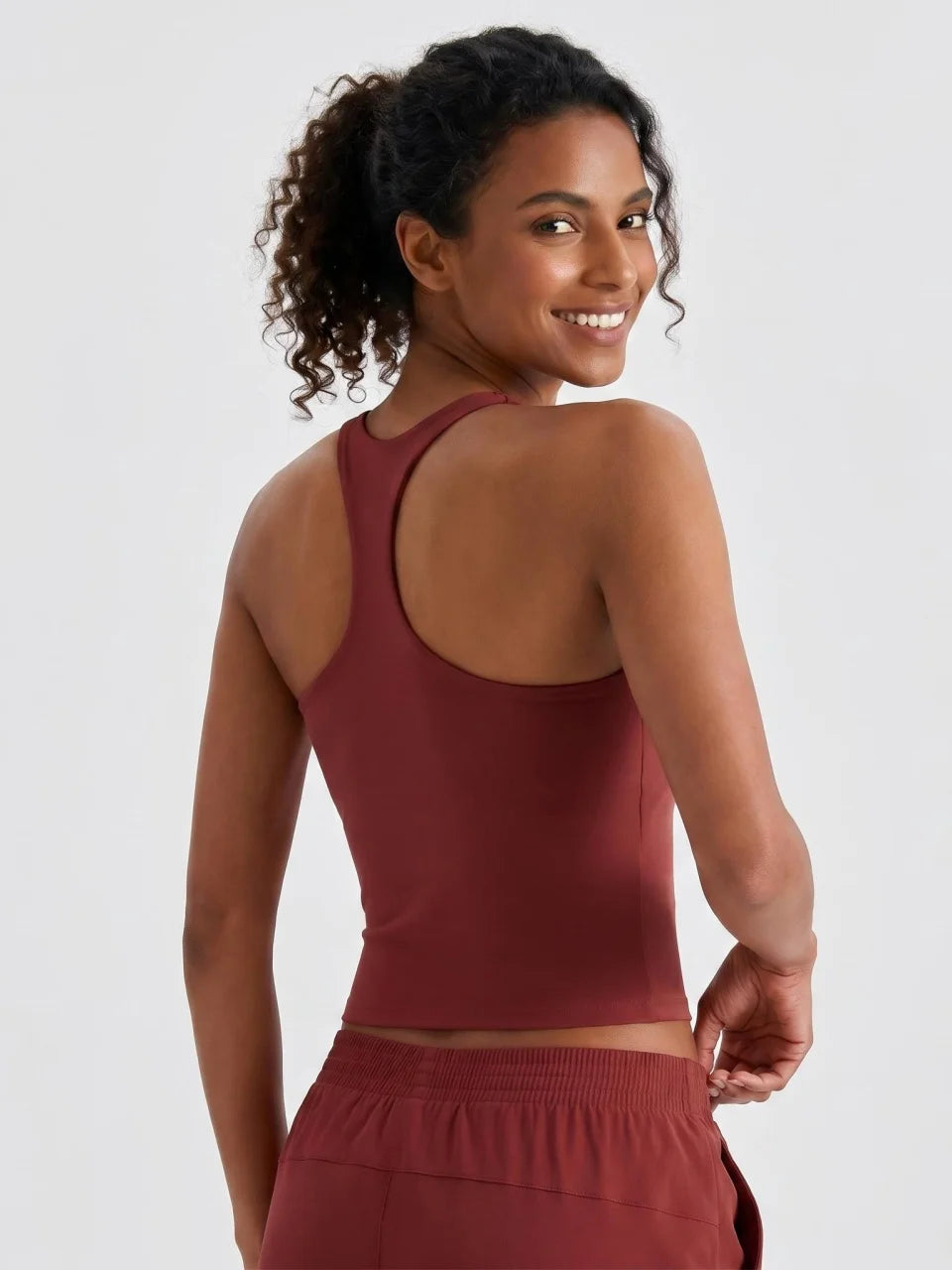 Longline Yoga Tank Top with Built in Bra Women Quick Dry Gym Camisole Workout Shirts Soft Slim Fit Sports Vest Athleisure