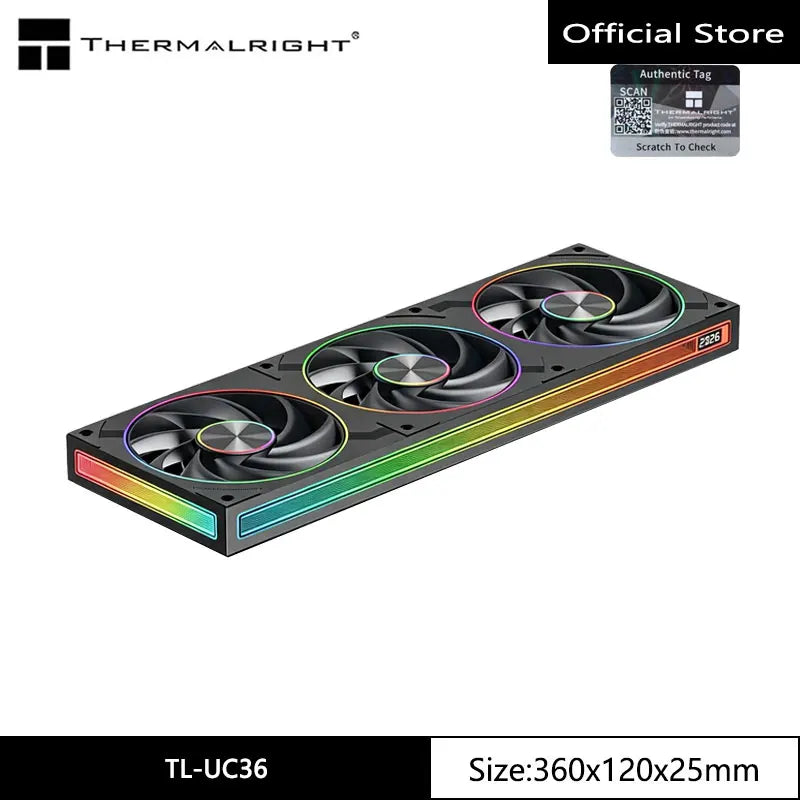 Thermalright TL-UC12/24/36 Chassis Cooling Fan,12CM LCP Material Fan Blade/Digital Display Screen/Infinite Mirror Light Effect