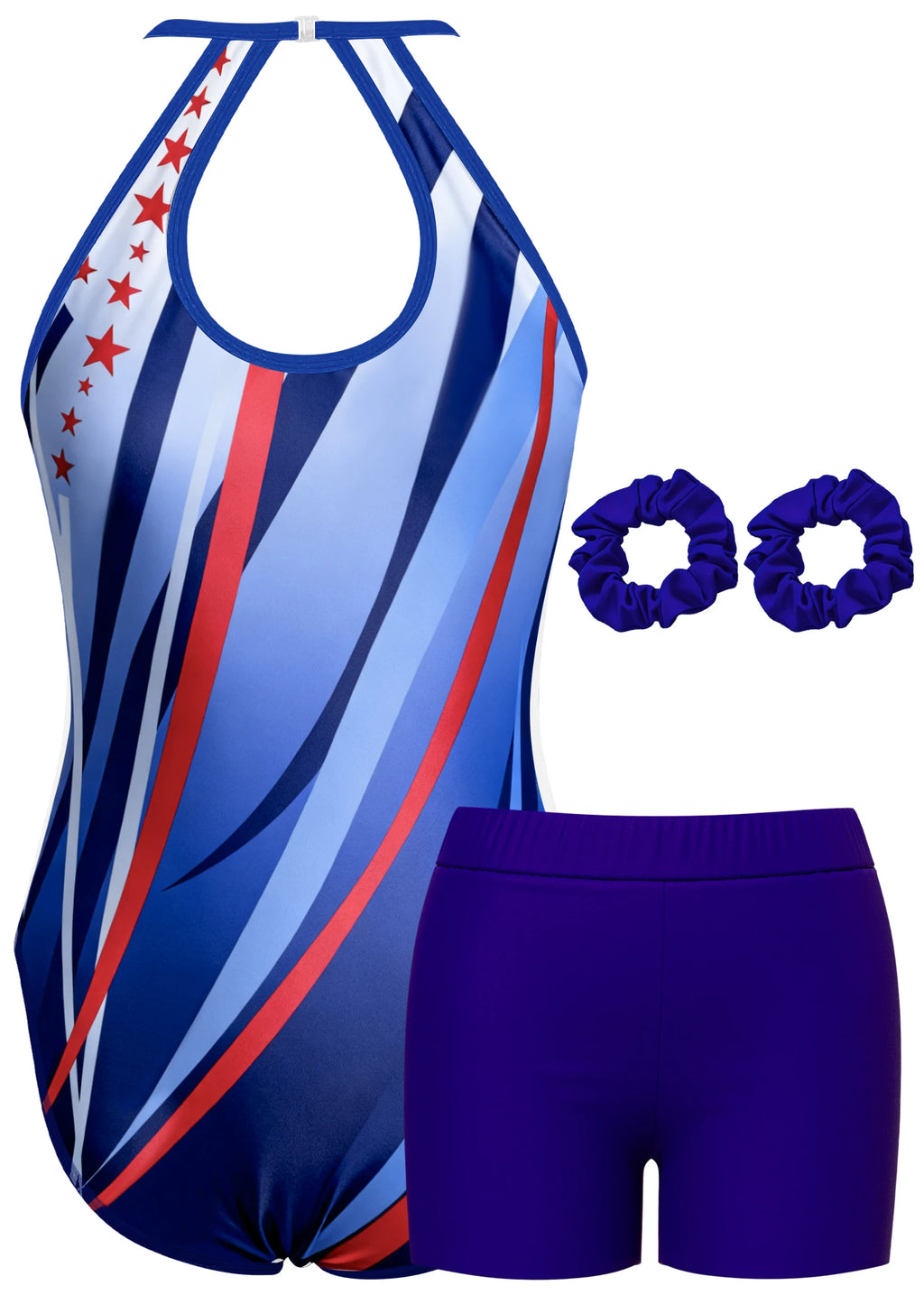 Gymnastics Leotard for Girls Athletic Gymnastics Unitard Halter Neck Biketard Tumbling Activewear for Kids No Diamond
