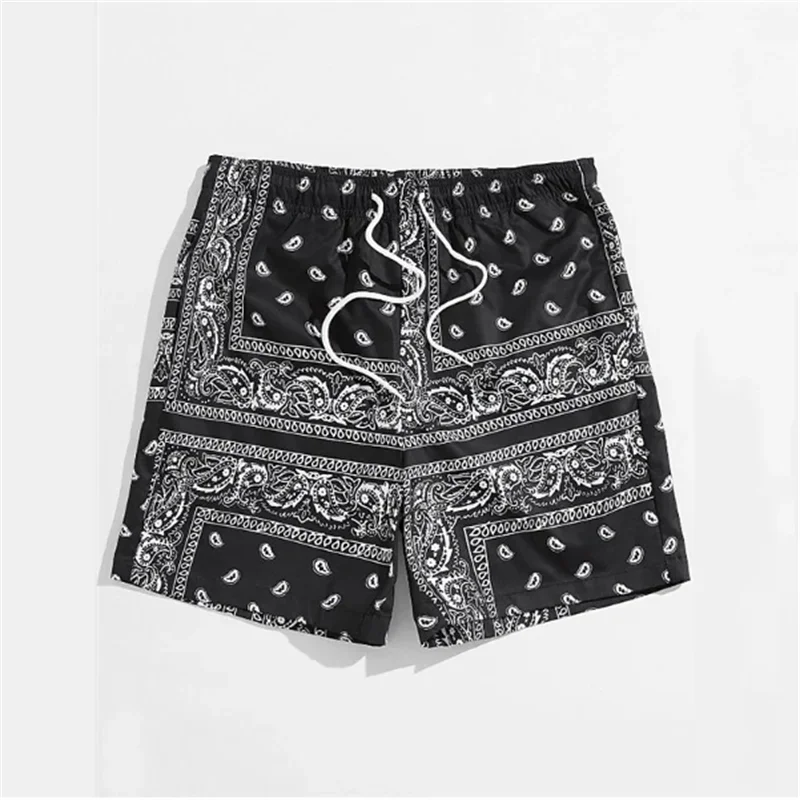 Trend Bandana Graphic Beach Short for Men Summer Fashion 3D Printed Swim Trunks Loose Casual Streetwear Hawaiian Short Pants