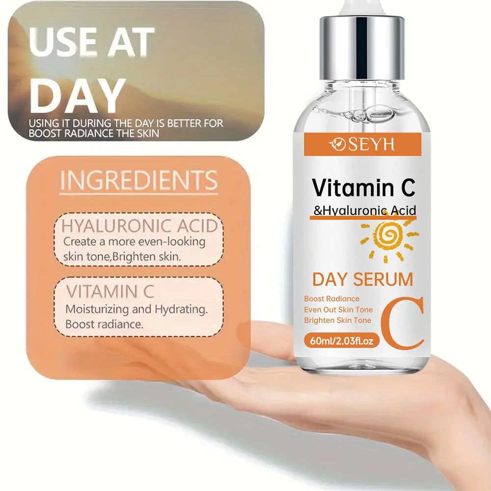 SEYH 3-Piece Set Day & Night Vitamin C + Retinol + Hyaluronic Acid with Collagen Aloe Vera Niacinamide Brightening Skin Tighteni